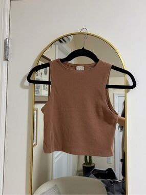 Mauve Ribbed Crop Tank Top